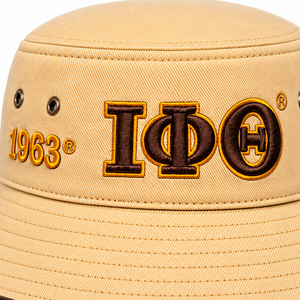 Chapeau Bob Brodé Iota-Phi-Theta Beige Marron avec Logo Lettres Grecques 1963, Large Bord, Protection Solaire Extérieure, Chapeau de Pêcheur - Product Image 6