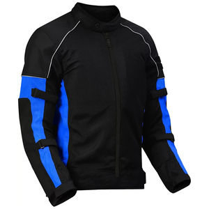 Retro Blue Mens <b>Biker</b> Nylon Windbreaker <b>Jacket</b> Custom Embroidery Logo Windproof Full Zip Streetwear - Product Image 1