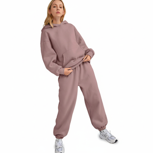 Conjunto Deportivo Urbano de Lujo para Mujer, Corte Holgado, Felpa Gruesa de Algodón, Conjunto Combinado, Sudadera con Capucha Estilo Urbano - Product Image 2