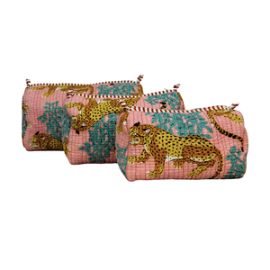 Lot de 3 pochettes matelassées léopard rose à imprimé bloc durable - Product Image 1