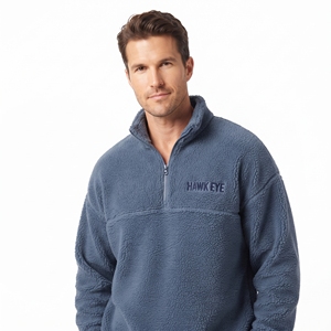 Streetwear <b>Men</b> <b>Sherpa</b> Fleece Tracksuit Quarter Zip Stand Collar Drop Shoulder Relaxed Fit Warm Winter <b>Hoodie</b> Jogger Set - Product Image 2