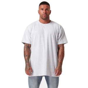Camiseta holgada de gran tamaño con hombro caído, ropa informal de algodón de estilo hip hop, Camiseta lisa de cuello redondo para gimnasio, camisetas de talla grande - Product Image 2