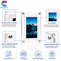 Superlieur Cadre vidéo acrylique avec écran IPS 5 pouces, pour photos et films, rechargeable, avec boîte cadeau transparente, idéal pour les souvenirs de mariage