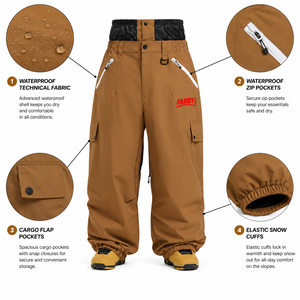 Pantalon de snowboard ample pour homme de haute qualité, imperméable, coupe-vent, pantalon de ski surdimensionné, coupe ample, pour sports d'hiver en plein air, cargo - Product Image 4