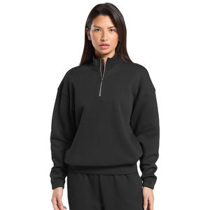 Sudadera de cuello alto con cremallera de cuarto, 100% algodón French Terry, personalizada para mujer, talla grande, ajuste holgado, estilo urbano, la más vendida - Product Image 6