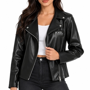 <b>Women</b> Classic Biker Leather <b>Jacket</b> Stylish Leather <b>Jacket</b> For Modern Casual Streetwear OEM Production Leather <b>jacket</b> For <b>Women</b> - Product Image 2