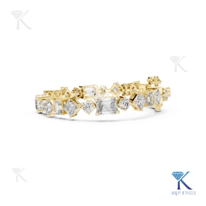 Luxury Alternating Cut Diamond Bracelet Emerald Princess Round 14K 18K <b>Solid</b> <b>Gold</b> Fine Women Jewelry Manufacturer Wholesale - Product Image 1