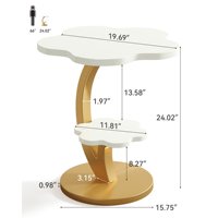 Table d'appoint moderne en métal doré avec plateau en marbre, accent doré brossé, table sur piétement pour salon et décoration intérieure