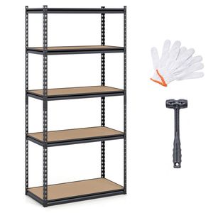 Scaffale di Stoccaggio per Garage a 5 Ripiani, Senza Bulloni, Nero, 183 cm (H) x 91 cm (L) x 46 cm (P), Capacità di Carico 998 kg - Product Image 1