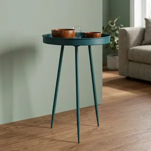 Modern Powder Coated Iron Tripod <b>Table</b> Modern <b>Round</b> <b>Tray</b> Top Accent Side <b>Table</b> for Living Room Furniture - Product Image 5