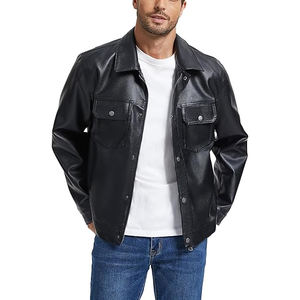 Chaqueta de Cuero Genuino para Hombre, Estilo Biker, Corte Ajustado, Cuello Alto, Moda Urbana de Invierno, Venta al Por Mayor Directa de Fábrica - Product Image 1