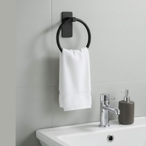 Best Quality Black Folding <b>Towel</b> Rack Wall Mounted Stainless Steel Movable Bathroom Organizer with Powder Coated Finish - Product Image 6
