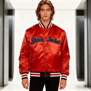Premium Quality Custom Made Men Shiny Satin <b>Jacket</b> Custom Embroidery Lettering Fashion Club Team College Team Silk Satin <b>Jacket</b> - Product Image 2