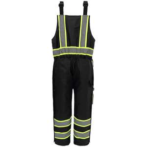 Salopette de sécurité industrielle noire haute visibilité avec bandes réfléchissantes néon, vêtements de travail de protection pour la construction - Product Image 4