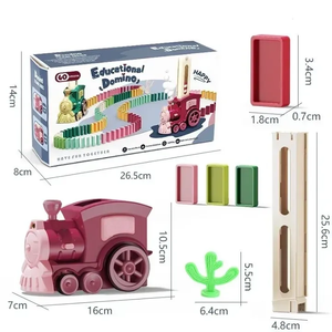 Train à dominos pour enfants, voiture <span class=keywords><strong>électrique</strong></span> à pose automatique, ensemble de dominos colorés, kits de blocs de briques, jeux, jouets éducatifs, cadeau pour fille et garçon - Product Image 5