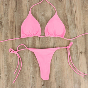 Conjunto de Bikini de 2 Piezas con Estampado Animal para Mujer, Cuello en V Profundo, Micro Bra, Braguita Cheeky, Diseño con Cordón, Elástico, Spandex/Poliéster en la Parte Delantera - Product Image 5