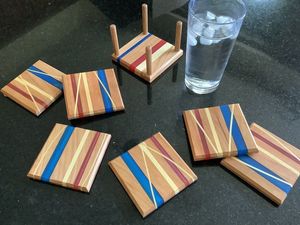 Modern Style Wooden Coasters With Epoxy Resin Eco-Friendly Non Slip Heat Resistant <b>Table</b> <b>Mats</b> for Home Bar At Best price - Product Image 4