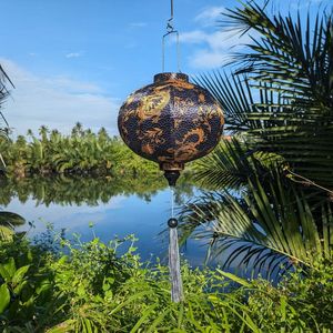 Vietnamese Bamboo Lantern Hanging Asian Flower Style Waterproof Biodegradable Garden Wedding Graduation Sushi Bar Decoration - Product Image 1