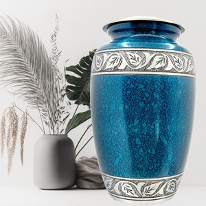 Urne funéraire de style américain de haute qualité, gravée à la main, en nickel et émail, capacité de 200 pouces cubes, blanche - Product Image 2