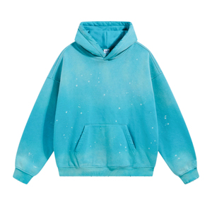 Sudadera con capucha unisex personalizada con cremallera, parche bordado desgastado, lavado ácido, forro polar vintage, 100% algodón, ecológica, transpirable, holgada para invierno - Product Image 3