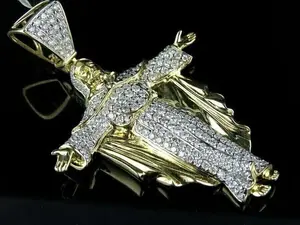 Pendentif Jésus Moissanite Iced Out, style Hip Hop, religieux, imitation diamant, pour homme - Product Image 4