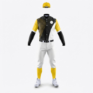 Ensemble de maillot et pantalon de baseball personnalisé pour homme, blanc, jaune, noir, sublimé, respirant, en polyester, pour toutes les saisons, vêtements pour adultes - Product Image 3