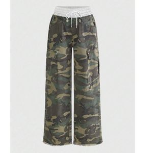 Pantalones Vaqueros Cargo de Camuflaje Personalizados para Mujer, Cintura Alta, Pierna Ancha, Estilo Urbano, Fabricante Mayorista OEM ODM - Product Image 2