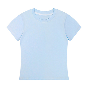 เสื้อยืดผู้หญิงแขนสั้นคอกลมพิมพ์ลายลำลองฤดูร้อน ผ้าฝ้าย 100% เป็นมิตรกับสิ่งแวดล้อม พิมพ์ลายดิจิทัล ทรงพอดีตัว ผ้าเจอร์ซีย์ถักสำหรับฤดูร้อน - Product Image 4