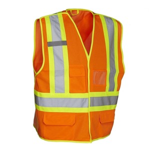 Nouveau gilet de sécurité en maille avec fermeture auto-agrippante, gilet de travail haute visibilité réfléchissant en jaune orange, logo personnalisé OEM, tissu - Product Image 4