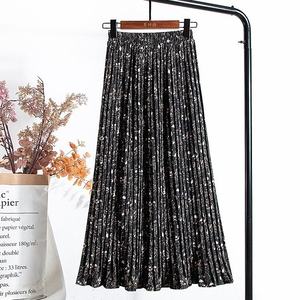 Women's Bohemian A-Line <b>Pleated</b> <b>Maxi</b> <b>Skirt</b> High Waist Solid Color Polyester Chiffon Floor-Length Soft Summer Anti-Pilling - Product Image 5