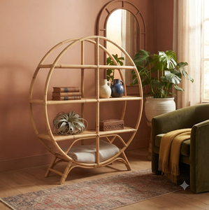 Handmade Natural Rattan Adjustable Display Shelf Traditional Style Decorative Storage Organizer for Living Room Hotel Home - Product Image 3
