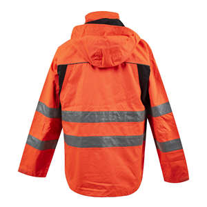 High Visibility Fluorescent Reflective Breathable Windproof Nylon Quick Dry <b>Waterproof</b> Safety <b>Work</b> Jacket Hood for Road - Product Image 3