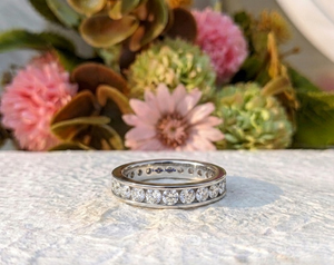 1.50Ct Brilliant Cut Lab Grown Diamond Channel <b>Set</b> Vintage F Color IGI Certified Wedding Anniversary Band 10K Solid <b>Gold</b> Women's - Product Image 3