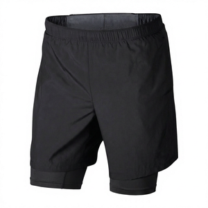 Pantalones Cortos Deportivos Grises Sólidos para Hombre, Cintura Media, Elásticos, de Secado Rápido, de Spandex y Poliéster, Tejido de Punto, Cortos - Product Image 4