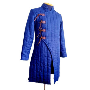 Premium Blue Padded Medieval Gambeson Coat Cotton Aketon Long Coat For Cosplay LARP Costume Wholesale <b>Jacket</b> - Product Image 1