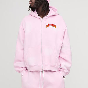 Sweat-shirts à capuche zippés sur mesure pour hommes, coupe ample, avec logo brodé et poche, 100% coton, tissu épais, vêtements d'hiver, service OEM ODM - Product Image 1