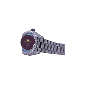 Reloj Cronógrafo de Lujo Estilo Hip Hop con Incrustaciones de Diamantes para Hombre, Movimiento de Cuarzo, Moissanita VVS, Oro Blanco, Diamantes Redondos - Product Image 4