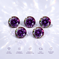 Piedras Sueltas de Moissanita Rojo Púrpura VVS de Alta Calidad, Redondas de 3-9 mm, Gemas Sintéticas Cultivadas, Venta al por Mayor en Stock