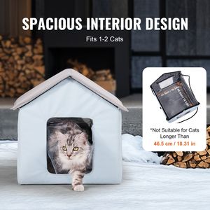 Maison chauffante pour chat avec minuterie, en tissu Oxford 600D, abri d'hiver pliable, maison pour chat d'extérieur avec coussin confortable, mobilier pour animaux de compagnie - Product Image 6
