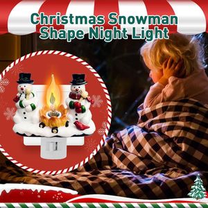 3D pupazzo di neve di resina senza fiamma luce notturna Plug-In luci di natale per l'atmosfera della camera da letto per le decorazioni del falò - Product Image 2
