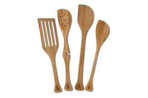 Juego de cucharas de madera de teca hechas a mano con espátula, cuchara volteadora y cuchara para servir, para cocinar en la cocina. - Product Image 3