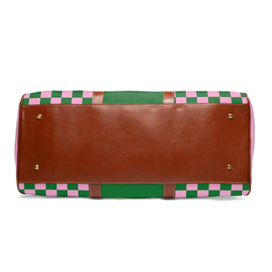 Bolsa de Viaje Elegante Rosa y Verde Inspirada en Checkmate AKA, Bolsa de Fin de Semana AKA Sorority, Regalo Personalizado - Product Image 4
