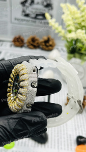 925 Silver Custom Iced Out Diamond <b>Watch</b> Spike Bezel Rainbow Dial Luxury Moissanite Style Bold Piece - Product Image 4