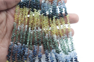 Cuentas facetadas de zafiro múltiple natural Gotas de taladro lateral de 3*5mm para manualidades - Product Image 4