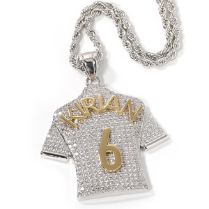 Pendentif personnalisé en métal argenté avec numéro de maillot de basket en moissanite et diamants, cadeau sportif - Product Image 6