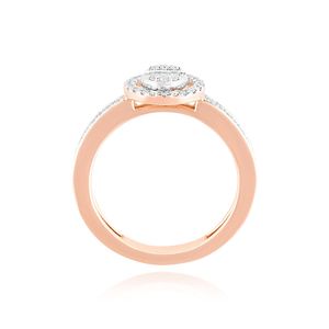 แหวนเพชรทรงบาแกตต์แบบ Halo ฝังเพชรแบบ Cluster รอบวง 14K โรสโกลด์ สำหรับโอกาสพิเศษ ราคาขายส่งจากโรงงาน เหมาะสำหรับผู้หญิง - Product Image 3