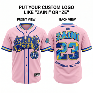 เสื้อเบสบอลยูนิเซ็กซ์ผ้าโพลีเอสเตอร์อินเตอร์ล็อคพรีเมียม 180 GSM สีขาวลายเส้น  พร้อมปักโลโก้ด้วยความร้อน  ติดกระดุมด้านหน้า สำหรับทีม - Product Image 1