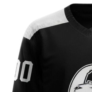 Men Black White Sublimated <b>Ice</b> Hockey Printable Polyester V Neck Jersey Long Sleeve Athletic Team Wear Performance Clothing - Product Image 5