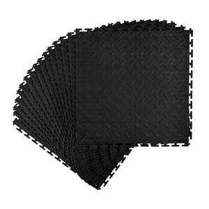 Paquete de 16 Baldosas de PVC para Piso de Garaje, Encajables, 20.2 x 20.2 x 0.2 cm, Diseño de Placa de Diamante, Antideslizantes, Modulares, para Taller - Product Image 1