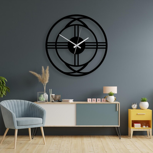 Modern Geometric Metal <b>Wall</b> <b>Clock</b> Round Abstract Designer <b>Clock</b> Contemporary Black Decorative <b>Wall</b> Art <b>for</b> Dining <b>Room</b> <b>Living</b> - Product Image 3